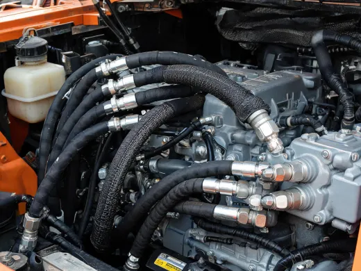 Mobile equipment hose bay